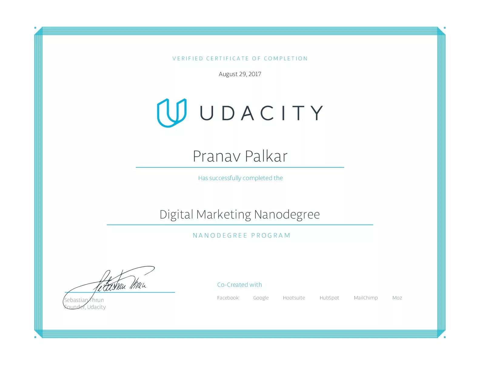 Nanodegree Certificate
